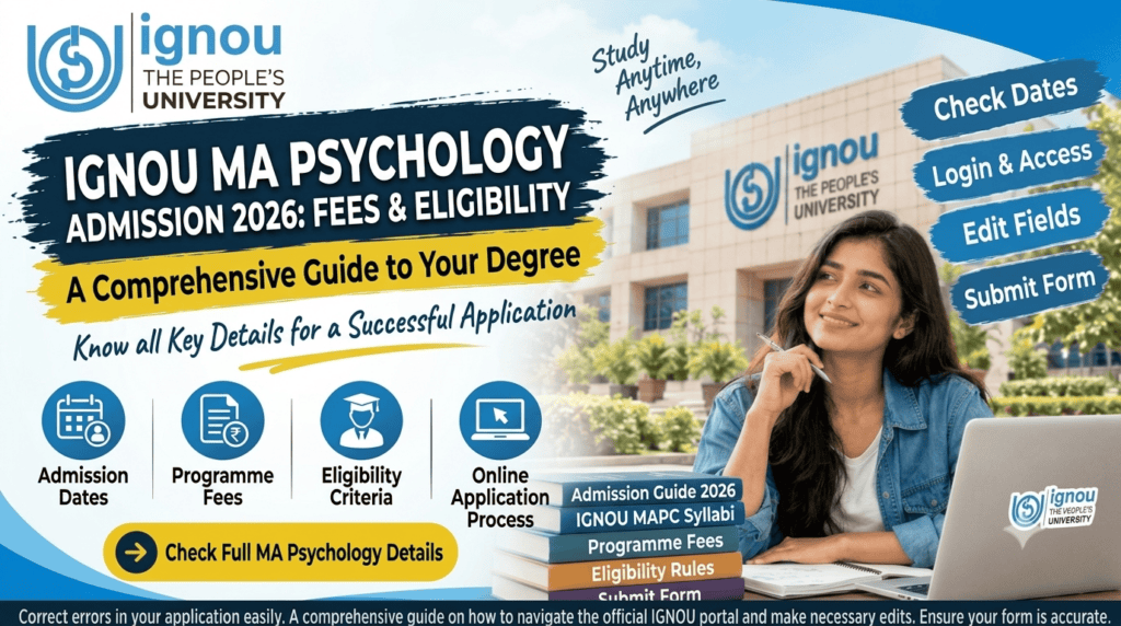 IGNOU MA Psychology Admission 2026: Fees & Eligibility